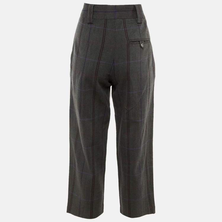 Pre Owned Acne Studios Grey Patterned Wool Blend Regular Fit Trousers S