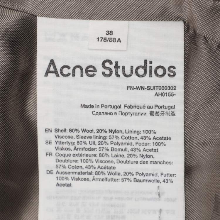 Pre Owned Acne Studios Grey Pinstripe Wool Blend Cropped Blazer and Pants Set S