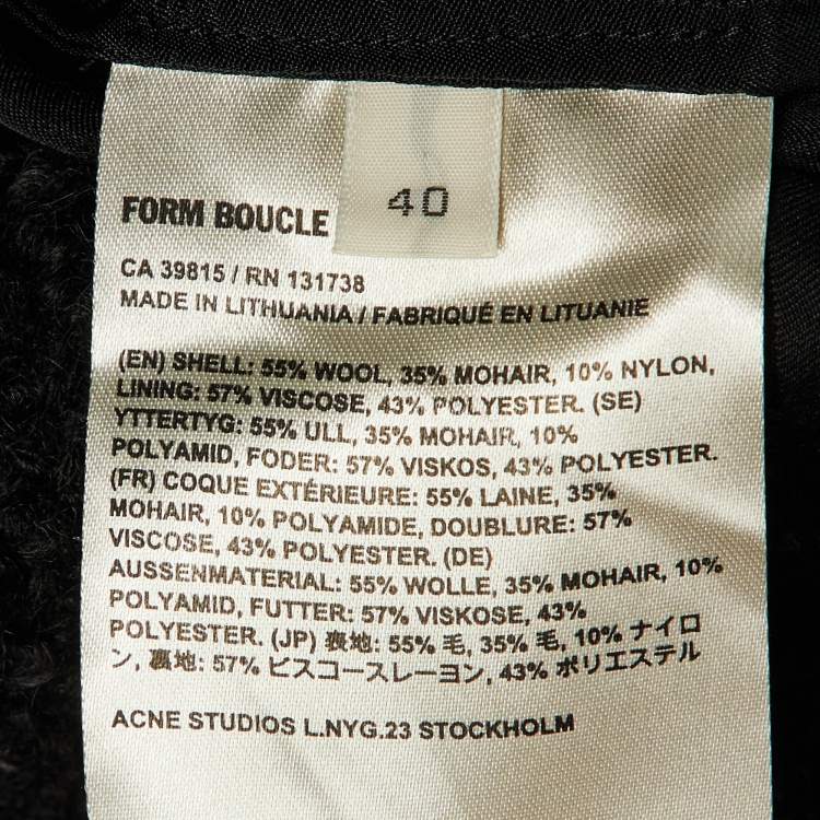 Pre Owned Acne Studios Black Wool Boucle Fitted Midi Skirt M