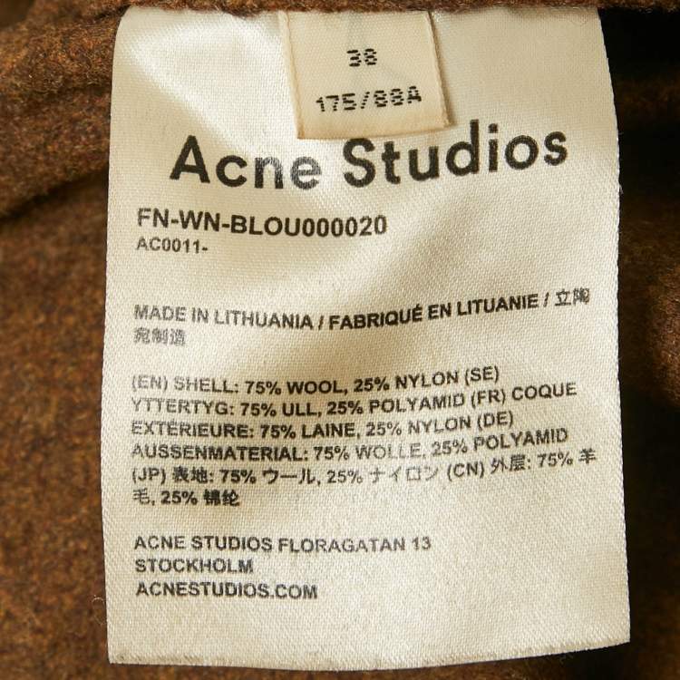 مملوكة مسبقًا Acne Studios Brown Wool Long Sleeve Shirt M