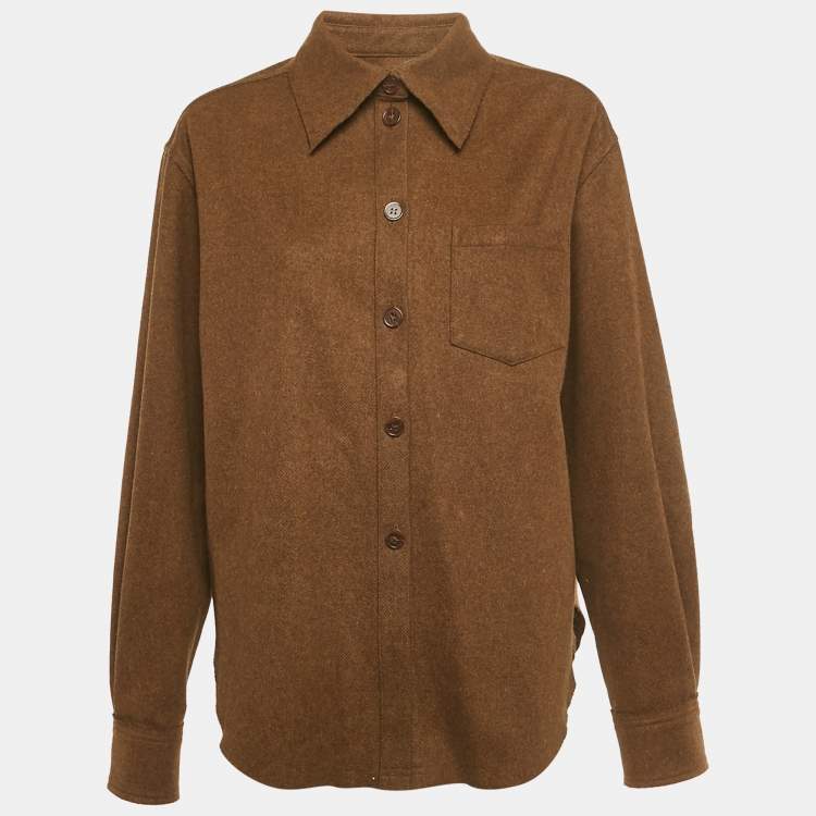 مملوكة مسبقًا Acne Studios Brown Wool Long Sleeve Shirt M