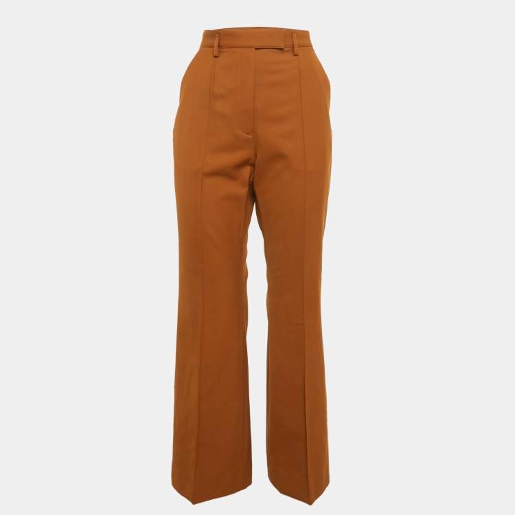 Pre Owned Acne Studios Brown Wool-Blend Flared Trousers S