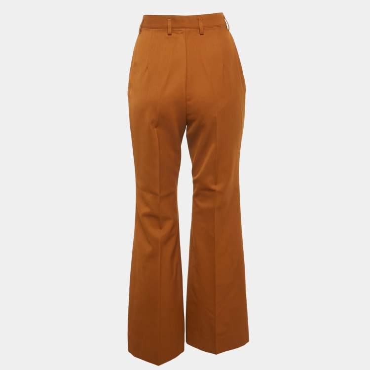 Pre Owned Acne Studios Brown Wool-Blend Flared Trousers S