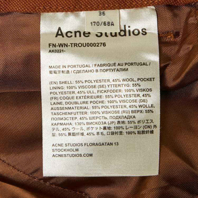 Pre Owned Acne Studios Brown Wool-Blend Flared Trousers S
