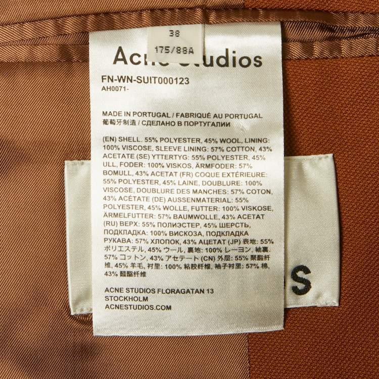مملوكة مسبقًا Acne Studios Brown Wool-Blend Double Breasted Blazer M