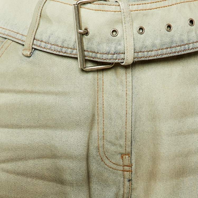 Pre Owned Acne Studios Blue Coated Belted Denim Jeans M Waist 31"