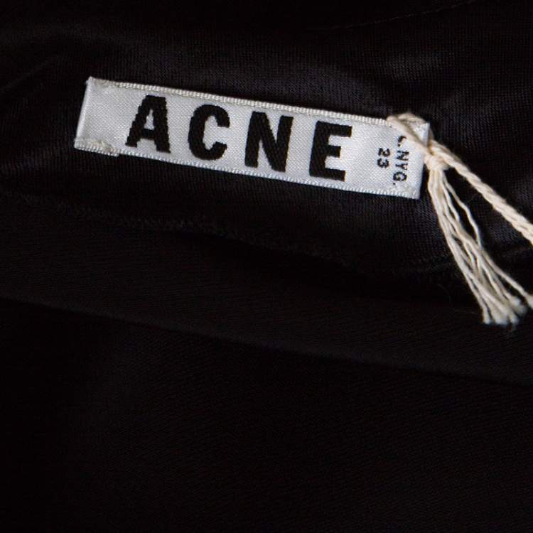 Pre Owned Acne Studios Black Satin Belted Cathay Blouse S