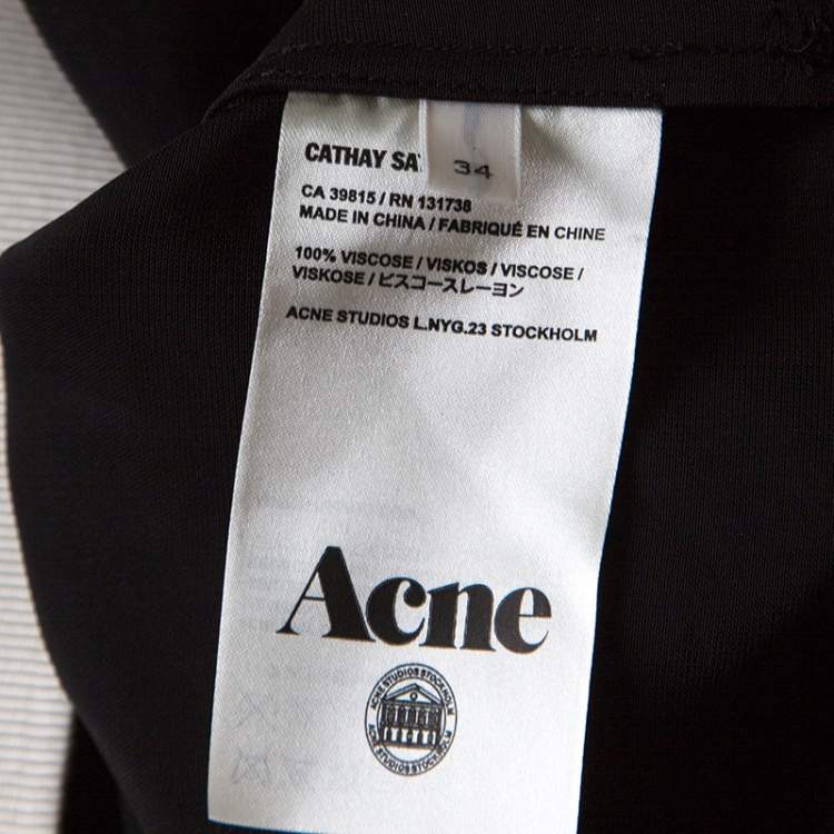 Pre Owned Acne Studios Black Satin Belted Cathay Blouse S