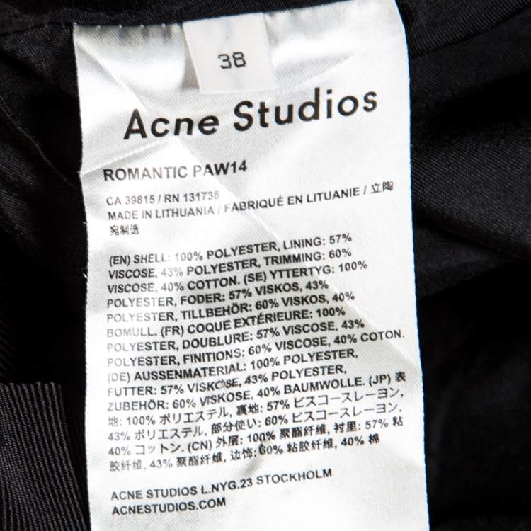 Pre Owned Acne Studios Black Gathered Flared Romantic Skirt S
