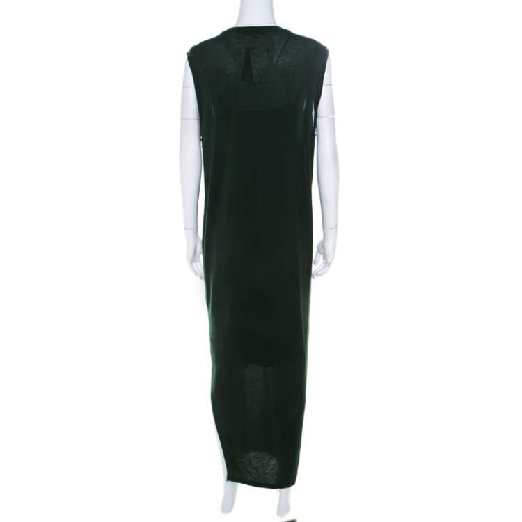 Pre Owned Acne Studios Forest Green Tencel Jersey Sleeveless Bree Maxi Dress S