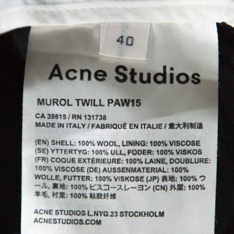 Pre Owned Acne Studios Black Wool Murol Trousers M