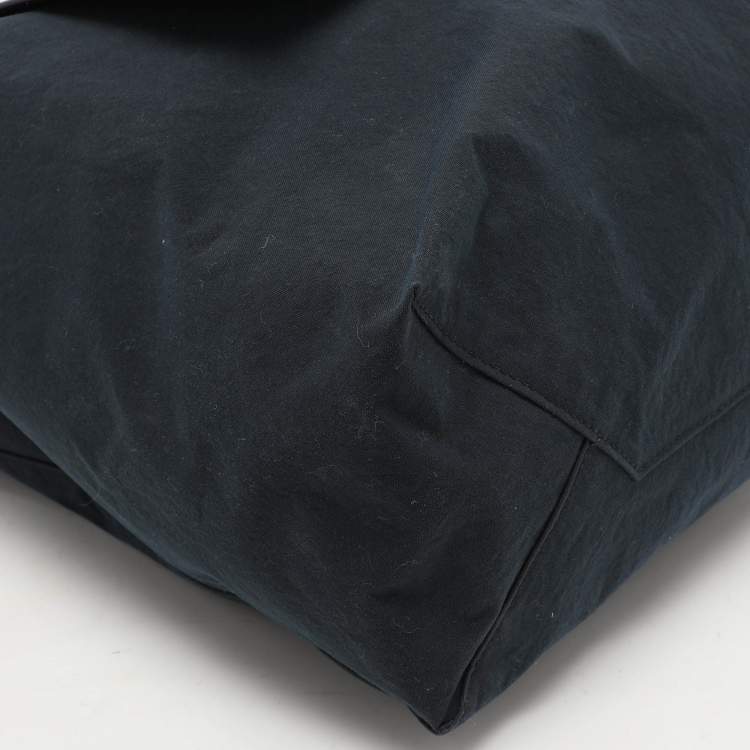 Pre Owned Acne Studios Navy Blue/Black Leather and Nylon Papery Tote
