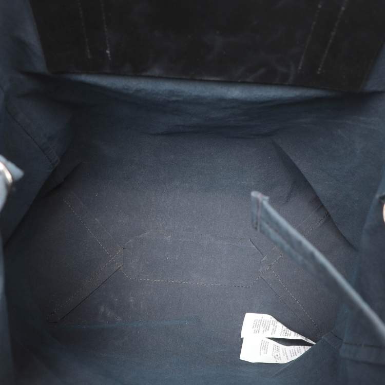 Pre Owned Acne Studios Navy Blue/Black Leather and Nylon Papery Tote