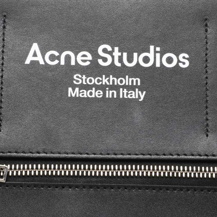 Pre Owned Acne Studios Navy Blue/Black Leather and Nylon Papery Tote