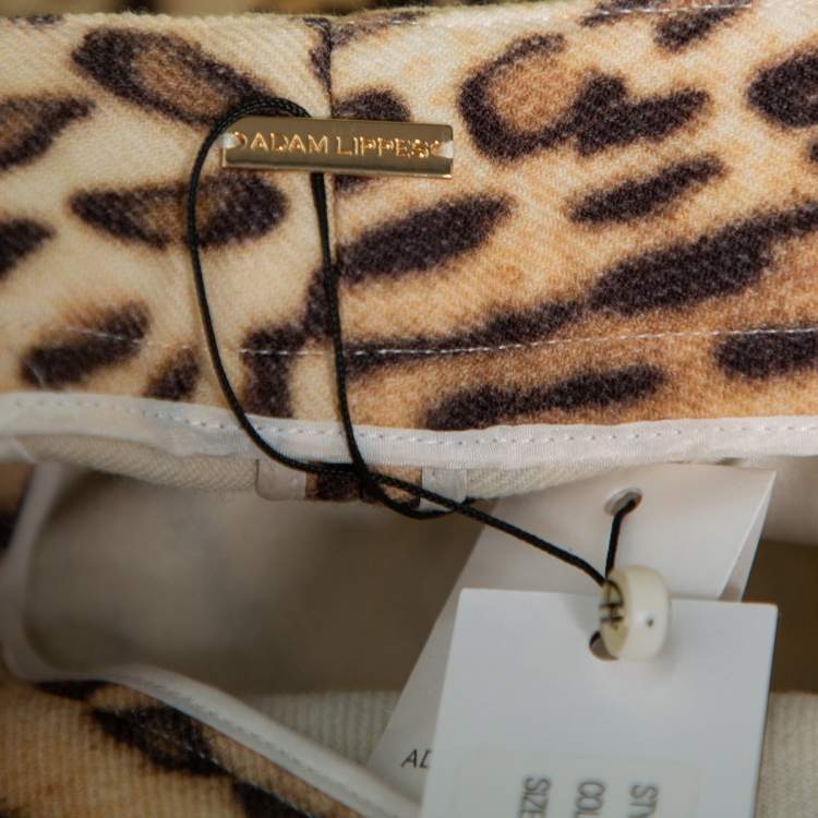 Pre Owned Adam Lippes Beige Animal Printed Wool Palazzo Pants S