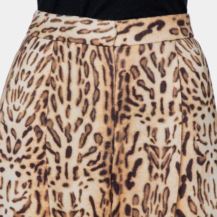 Pre Owned Adam Lippes Beige Animal Printed Wool Palazzo Pants S
