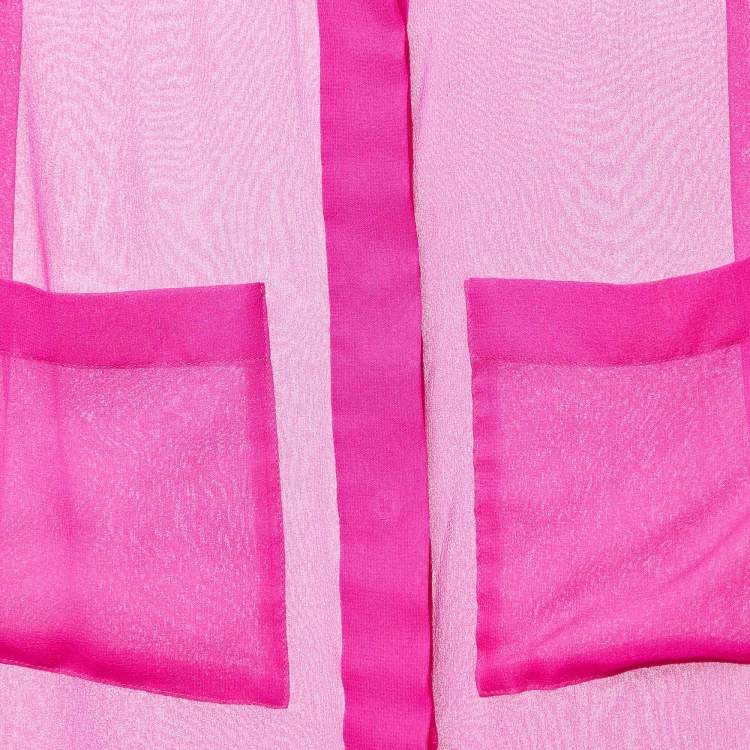 Pre Owned Adam Lippes Pink Sheer Silk Crepe Shirt Top M