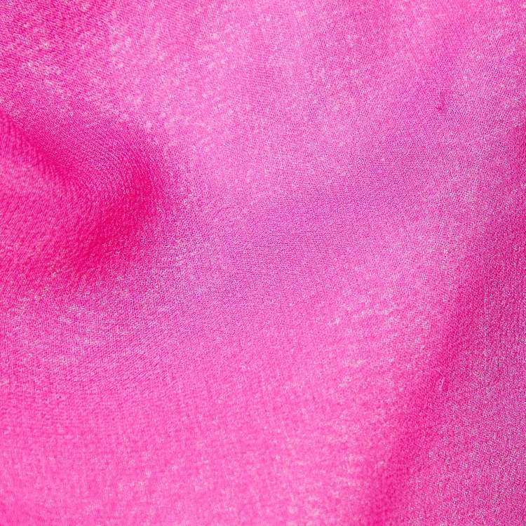 Pre Owned Adam Lippes Pink Sheer Silk Crepe Shirt Top M