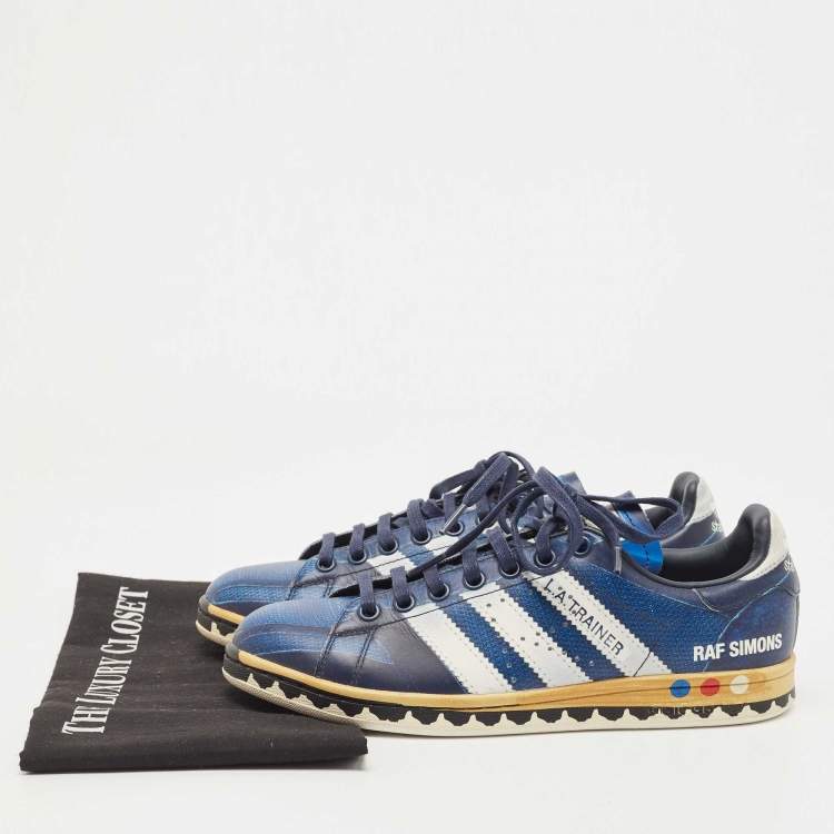 Pre Owned Adidas x Raf Simons Stan Smith Navy Blue Leather Low Top Sneakers Size 39.5 