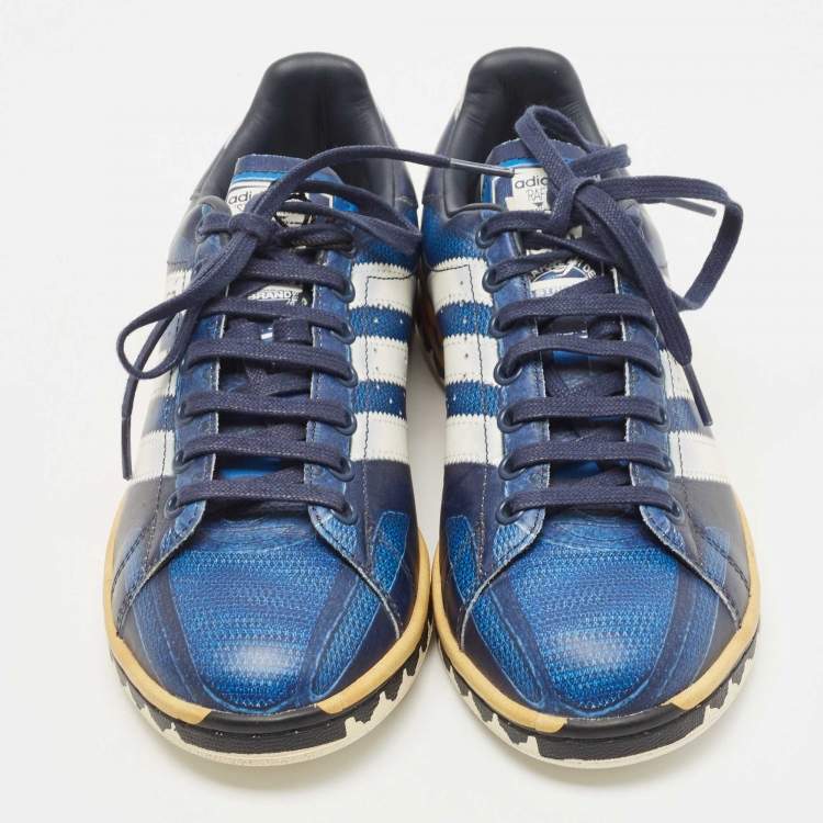 Pre Owned Adidas x Raf Simons Stan Smith Navy Blue Leather Low Top Sneakers Size 39.5 