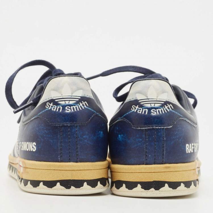 Pre Owned Adidas x Raf Simons Stan Smith Navy Blue Leather Low Top Sneakers Size 39.5 