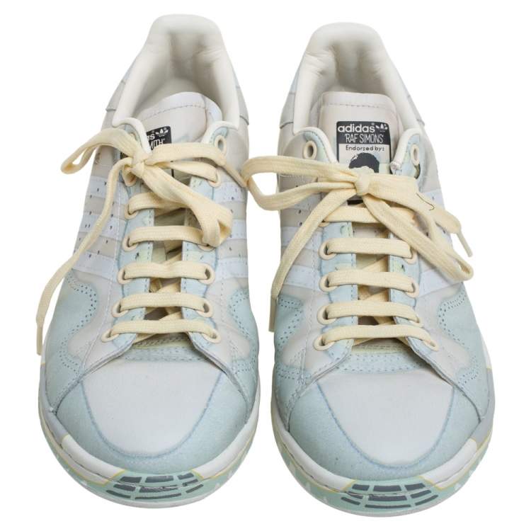 Pre Owned Adidas By Raf Simons Multicolor Leather Low Top Sneakers Size 41.5