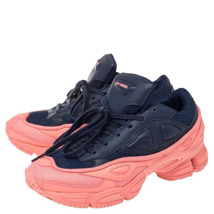 Pre Owned Adidas By Raf Simons Blue/Pink Leather And Mesh Ozweego Sneakers Size 40