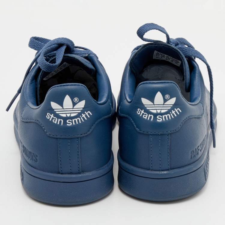 Pre Owned Adidas by Raf Simons Blue Leather Stan Smith Low Top Sneakers Size 39 1/3