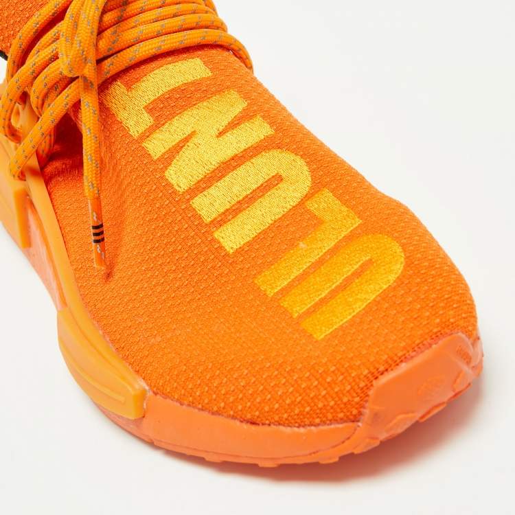 Pre Owned Pharrell Williams x adidas Orange Knit Fabric NMD Hu Sneakers Size 38