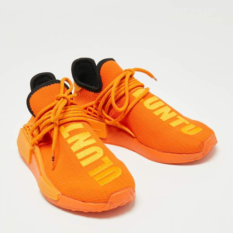 Pre Owned Pharrell Williams x adidas Orange Knit Fabric NMD Hu Sneakers Size 38