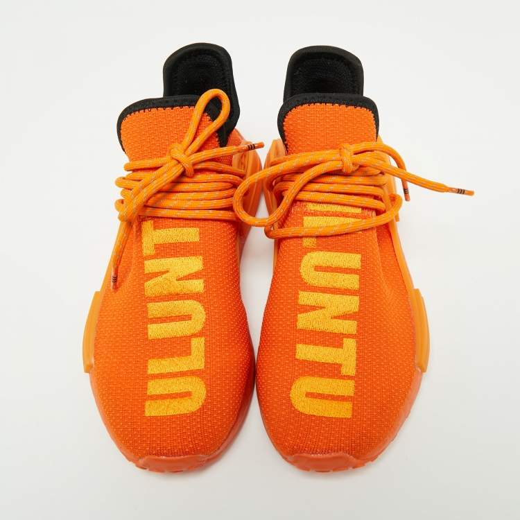 Pre Owned Pharrell Williams x adidas Orange Knit Fabric NMD Hu Sneakers Size 38