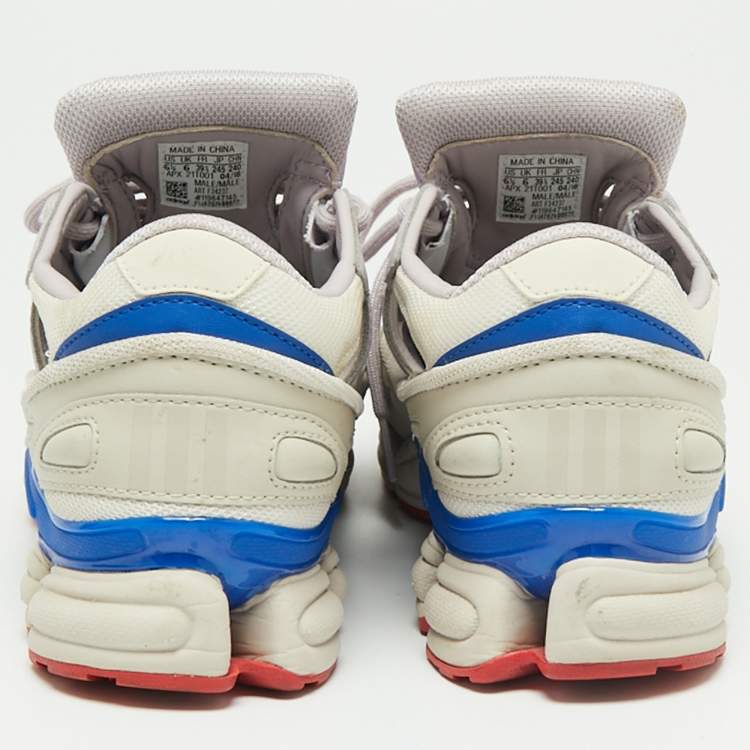 Pre Owned Adidas By Raf Simons White/Purple Leather And Mesh Ozweego Sneakers Size 39 1/3