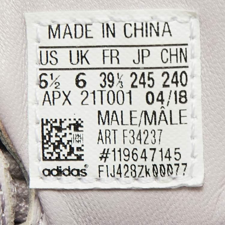Pre Owned Adidas By Raf Simons White/Purple Leather And Mesh Ozweego Sneakers Size 39 1/3