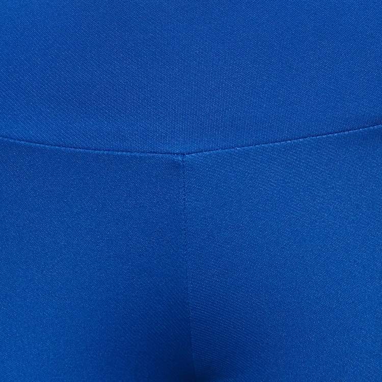 Pre Owned Adidas Blue Knit Tight Fit Mid Rise Trackpants S