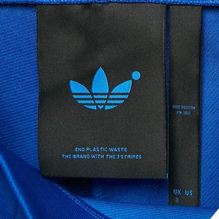 Pre Owned Adidas Blue Knit Tight Fit Mid Rise Trackpants S