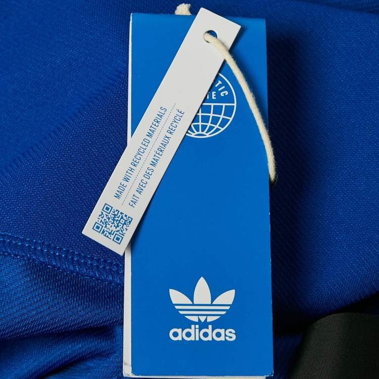 Pre Owned Adidas Blue Knit Tight Fit Mid Rise Trackpants S