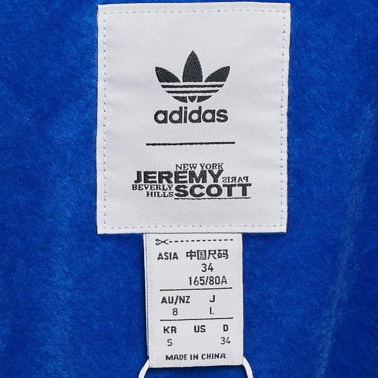 Pre Owned Adidas x Jeremy Scott Blue Velvor Crop Track Jacket S