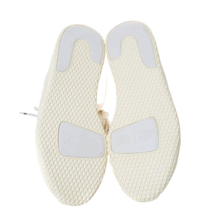 مملوكة مسبقًا Pharrell Williams x Adidas White Knit Fabric Tennis Hu Lace Up Sneaker Size 46