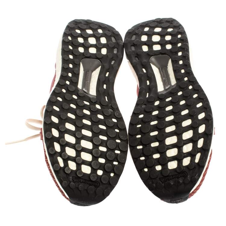Pre Owned adidas By Stella McCartney Pink Mesh And Knit Fabric Ultra Boost Lace Up Sneakers Size 38 2/3