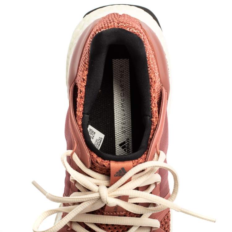 Pre Owned adidas By Stella McCartney Pink Mesh And Knit Fabric Ultra Boost Lace Up Sneakers Size 38 2/3