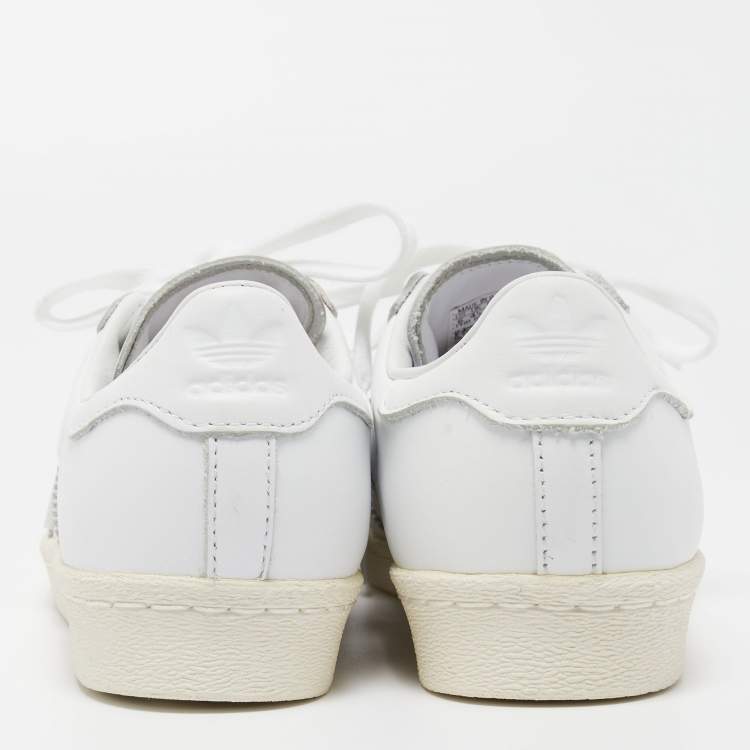 Pre Owned Adidas White/Pink Leather and Metal Superstar Sneakers Size 37.5