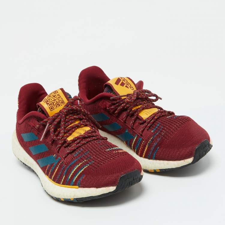 Pre Owned Adidas x Missoni Burgundy Knit Fabric Pulseboost Low Top Sneakers Size 38 2/3