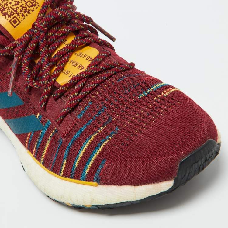 Pre Owned Adidas x Missoni Burgundy Knit Fabric Pulseboost Low Top Sneakers Size 38 2/3