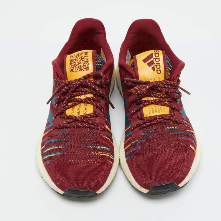 Pre Owned Adidas x Missoni Burgundy Knit Fabric Pulseboost Low Top Sneakers Size 38 2/3