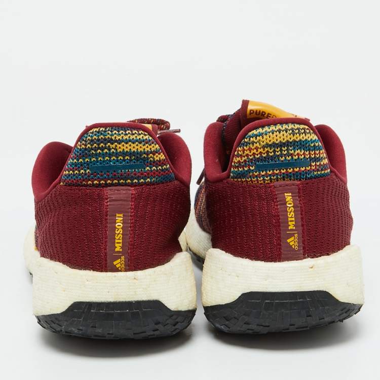 Pre Owned Adidas x Missoni Burgundy Knit Fabric Pulseboost Low Top Sneakers Size 38 2/3