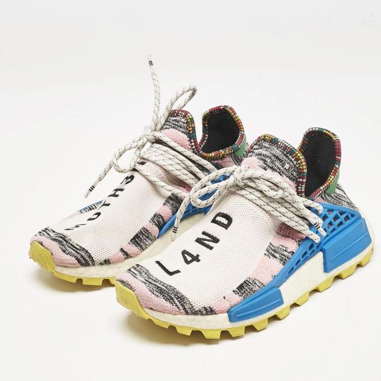Pre Owned Pharrell Williams x Adidas Multicolor Knit Fabric NMD Hu Solar Pack Mother Sneakers Size 38
