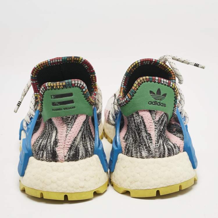 Pre Owned Pharrell Williams x Adidas Multicolor Knit Fabric NMD Hu Solar Pack Mother Sneakers Size 38