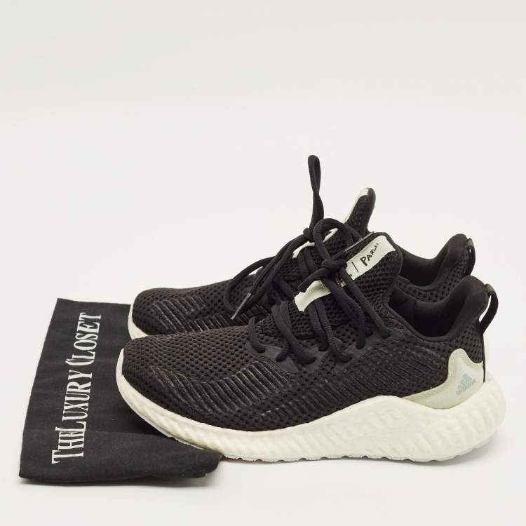 Pre Owned Adidas Parley Alphaboost Size 40 Black Mesh Lace Up Sneakers