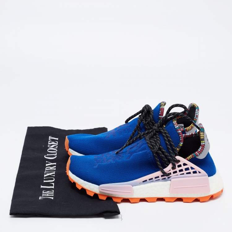 Pre Owned Pharrell Williams x adidas Blue Knit Fabric Human Body NMD Sneakers Size 36.5