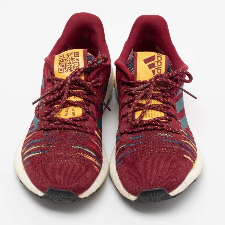 Pre Owned Adidas x Missoni Burgundy Knit Fabric Pulseboost Low-Top Sneakers Size 38 2/3